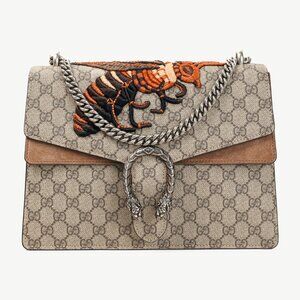 Gucci Dionysus Beige Ebony GG Supreme Monogram Limited Edition Bee Bag
